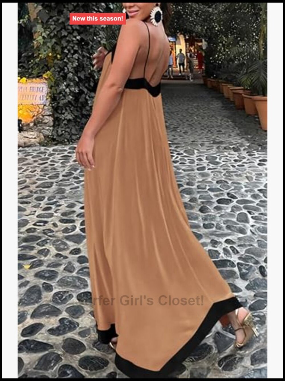 Maxi Dress V Neck Spaghetti Strap Flowy A-Line Sleeveless with Pockets - Picture 2 of 7